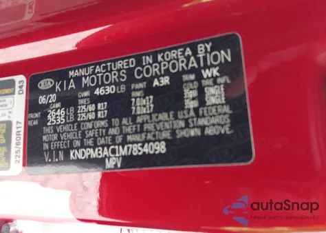 2021 Kia Sportage Lx из США, поврежденный, VIN KNDPM3AC1M7854098